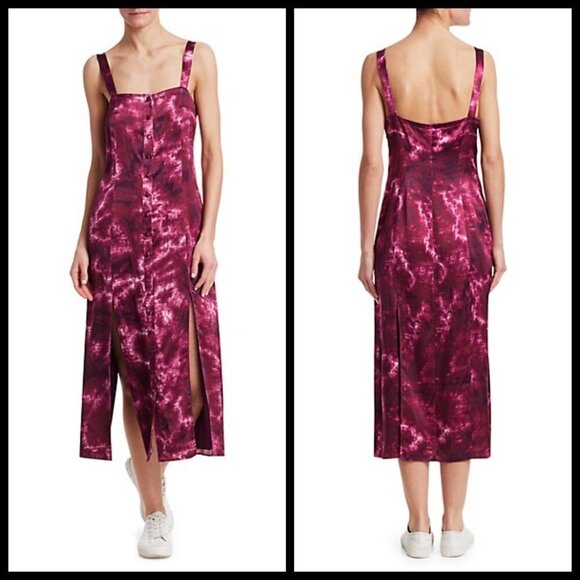 💕CINQ A SEPT💕 Tie Dye Alexa Satin Midi Dress - Picture 7 of 16